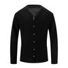 Camicie da Uomo Collo Alto 7 Bottoni Camicia Manica Lunga Tinta Unita Cotone Vintage Taglie Forti Top