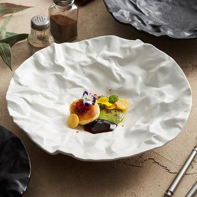 Folding Deep Plate, Dishes, Japanese Tableware, Western-style Salad, Household Ceramic High-grade Tableware.