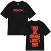 Rapper Nathy Peluso Grasa 2026 Buchstaben Print T-Shirt Herren Damen Kurzarm T-Shirt Mode Lässig Ästhetisch Baumwoll-T-Shirts
