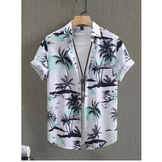 Hawaiian Shirt Man Print Casual Thin Beach Slim Shirt Black Social Vintage Funny Oversized Clothes