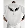 Unisex Unisex Tshirt Gothic Angel Wings Mystical Runes Print Tee Edgy Streetwear Casual Cotton Short Sleeve Tops