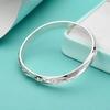 925 Sterling Silver Smooth Carving Bangles Bracelet for Women Wedding Engagement Fashion Charm Jewelry