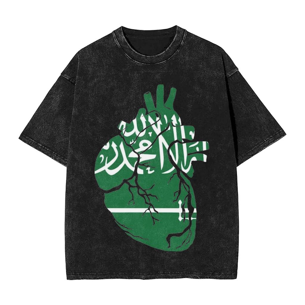 Harajuku Gewaschenes Hemd Saudi-Arabien September Accessoires Neuheit T-Shirt Oversize Nationalfeiertag Streetwear Sommer T-Shirt