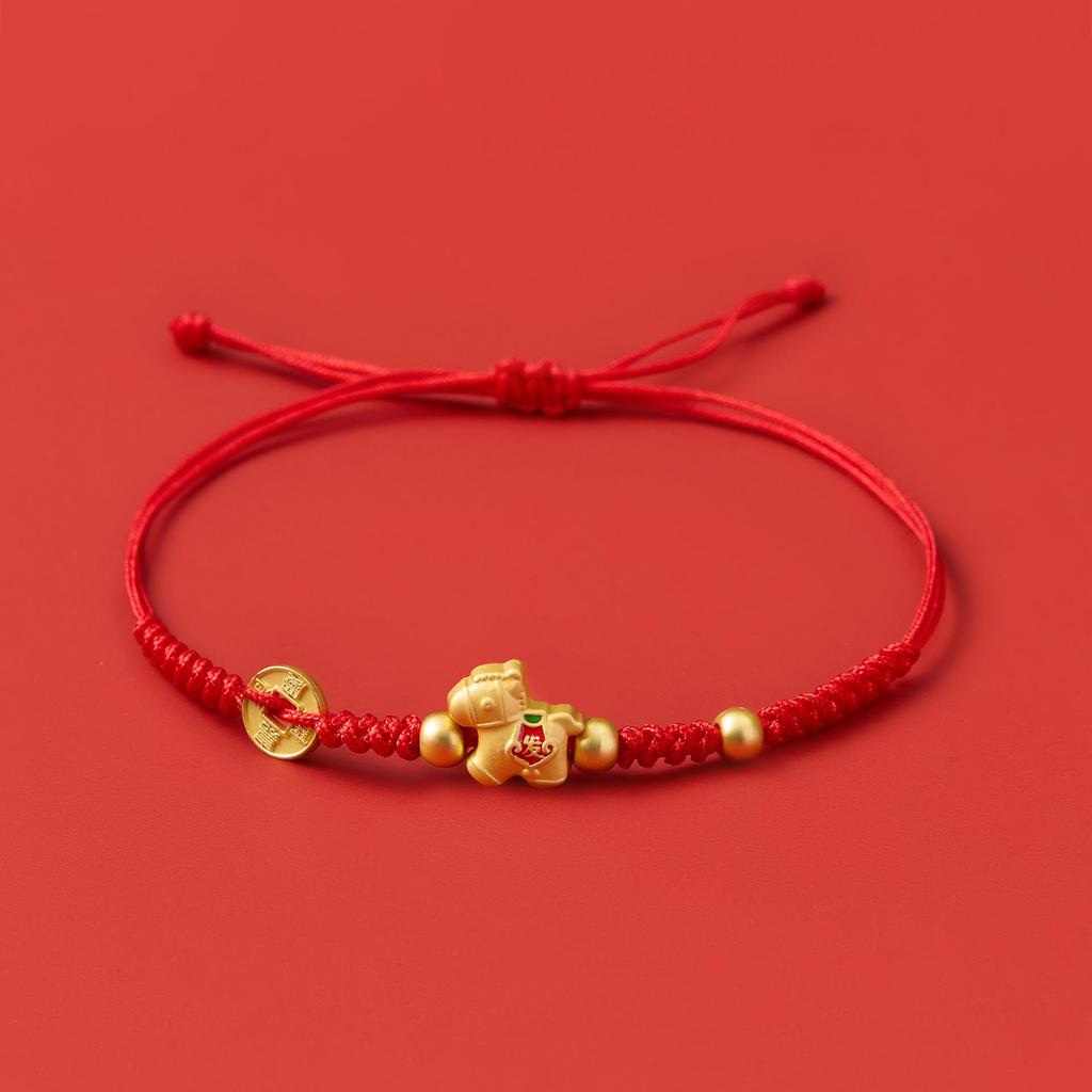 2026 Year of the Horse Red String Bracelet, Handmade Ethnic Style Hand Rope, New Year Charm for Good Fortune.