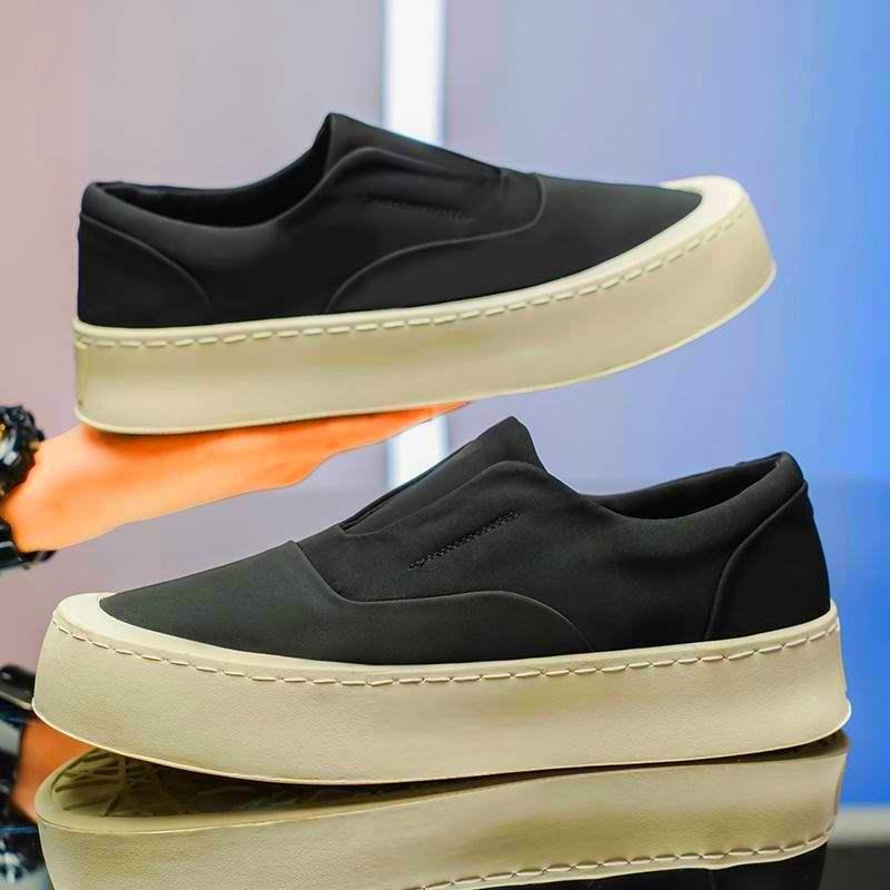 Men's 2025 Trendy Thick-Soled Canvas Slip-Ons: Breathable, Non-Slip, Wear-Resistant Casual Shoes for Spring & Autumn