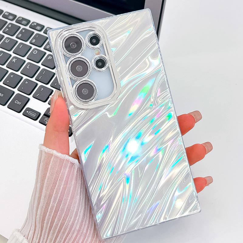 Galvanisieren Blitzpulver Linsenfolie Samsung S25 Ultra Handyhülle Wasserwellen A16 Ringhalterung A36