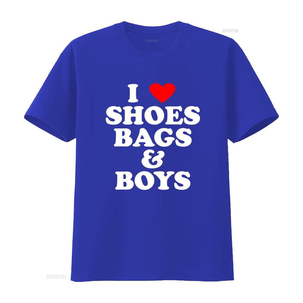 I Love Shoes Bags Boys Cotton T Shirt Vintage Washed Stretched Designer Clothes Graphic Comfortable Soft Top For Everyday Wear