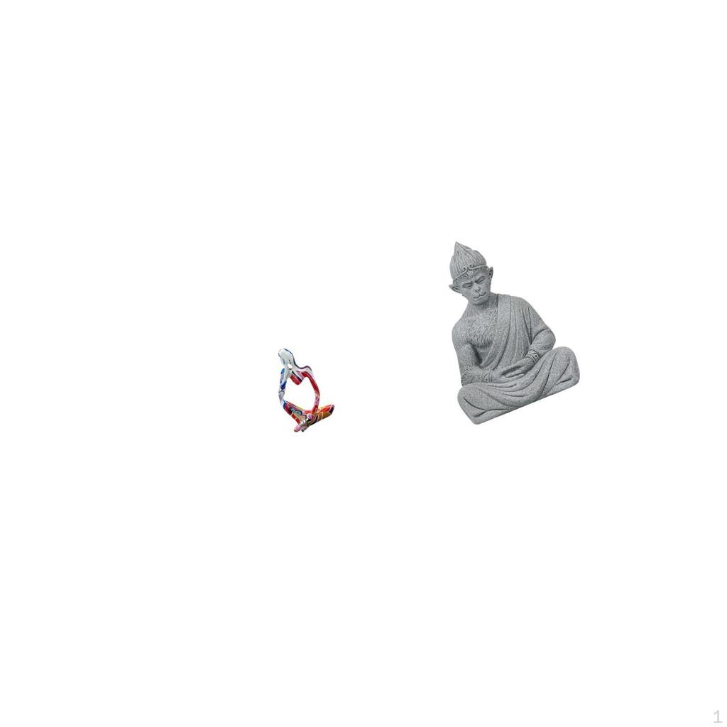 Abstract Thinker Monkey Buddha Resin Statue Figurine Ornament Desktop Figure Buddhist Collectible