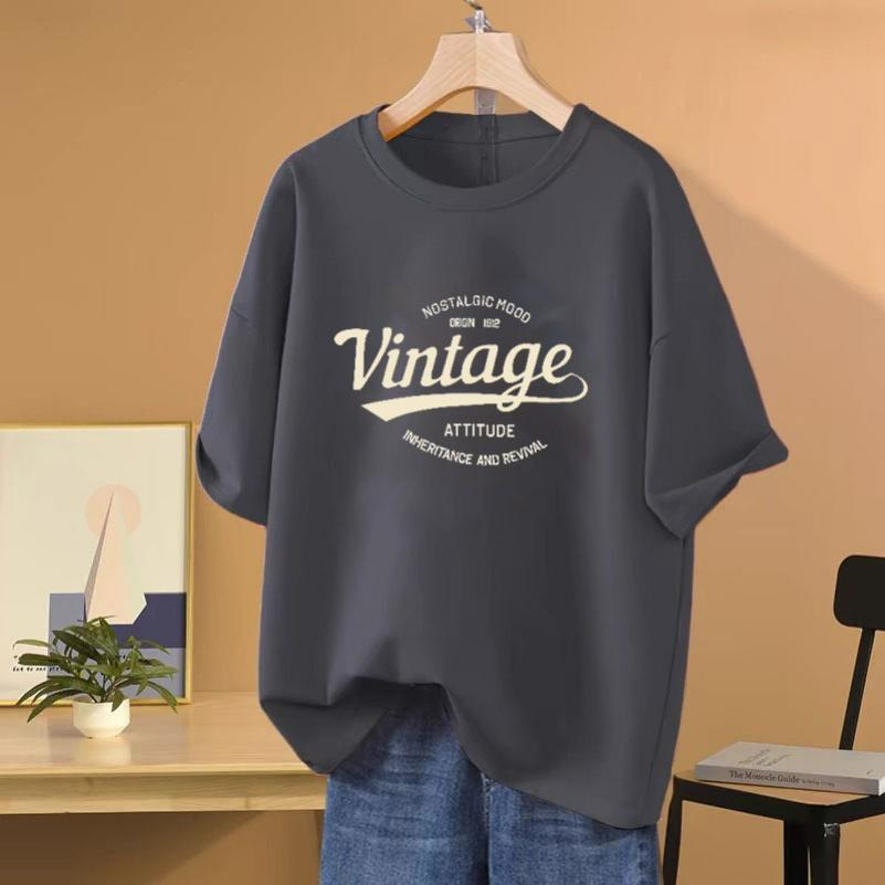 Cotton Short-sleeved T-shirt Women's Retro Bottoming Shirt All-match Casual Slimming Top