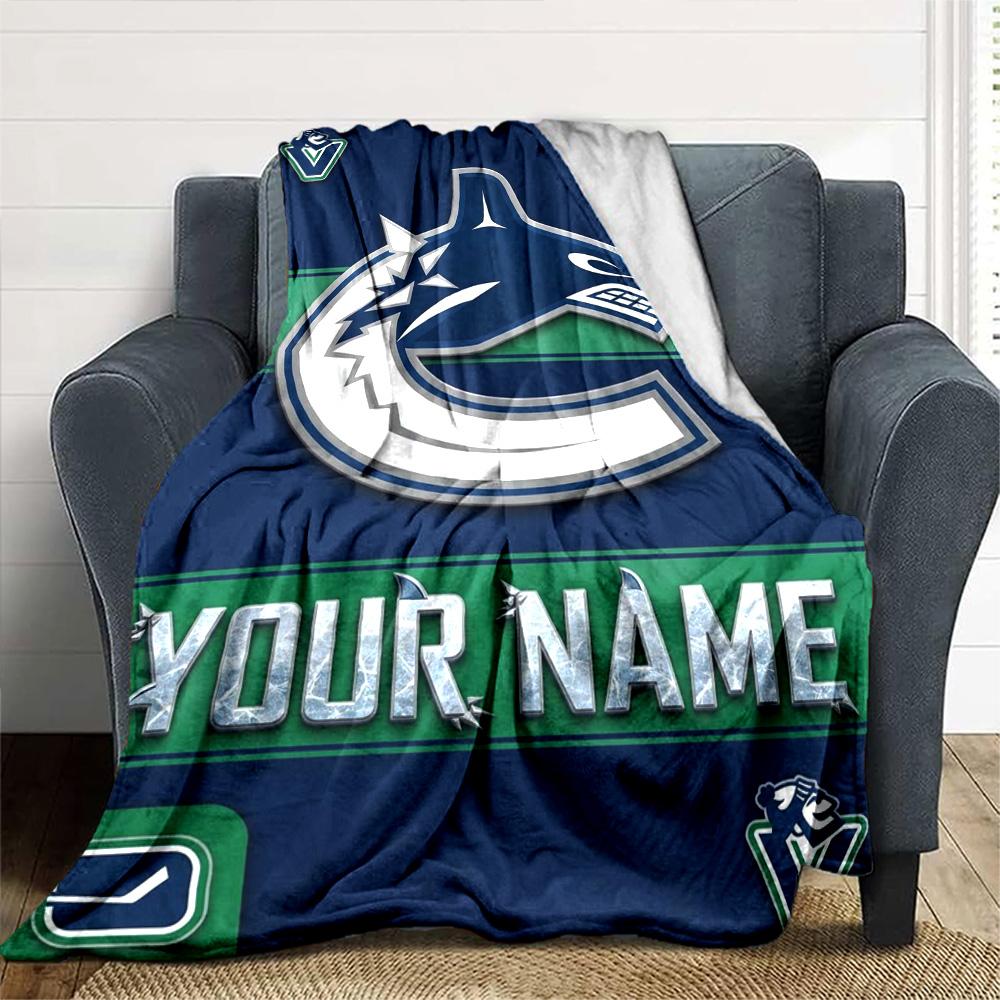 Name Custom Vancouver Canucks Print Flannel Blanket High Quality Warm Comfortable Cover for All Seasons Perfect for Gifts Home Decor