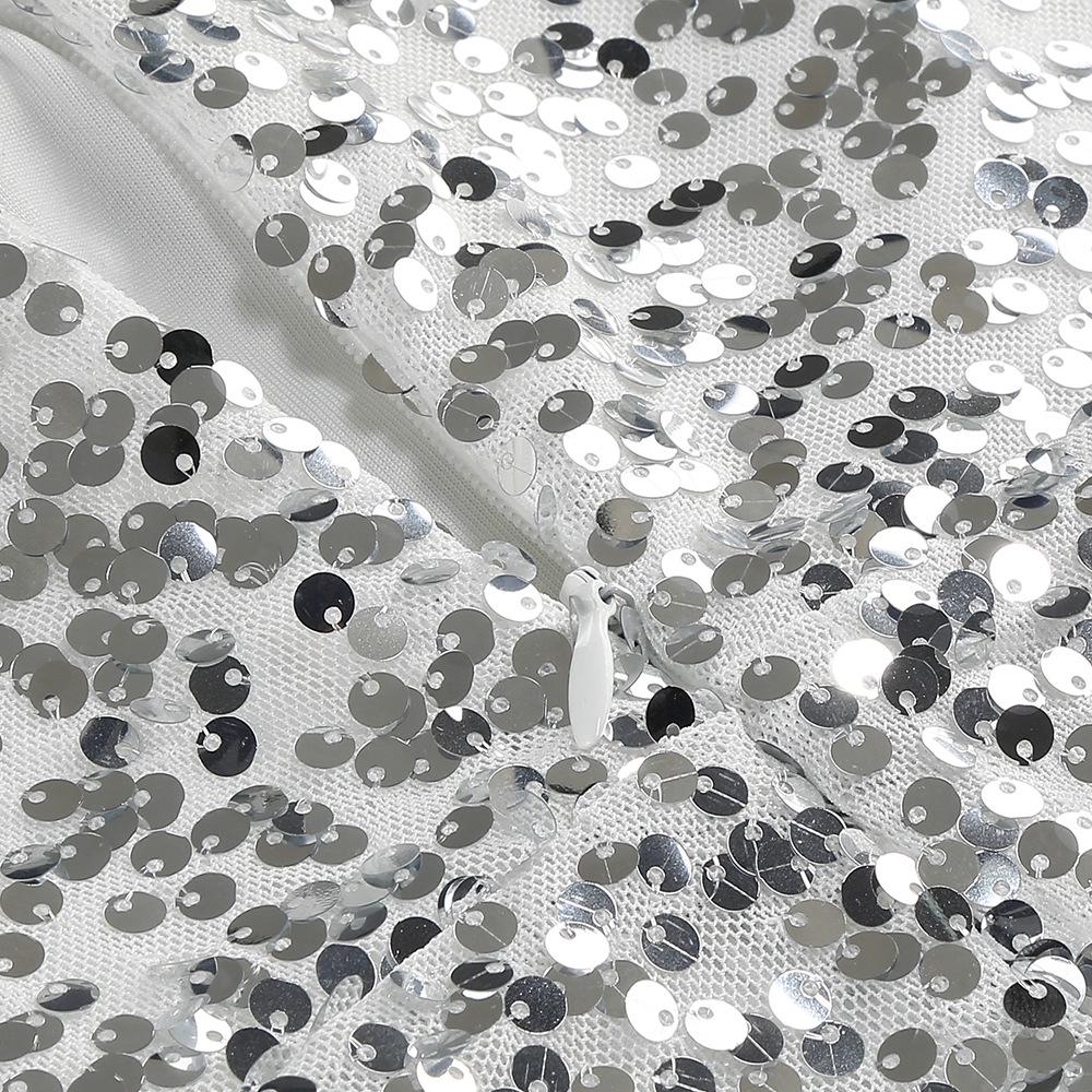 Europäisch-amerikanisches Pailletten-V-Ausschnitt Party-Minikleid - Sexy, Slim Fit, Kurze Länge, Eleganter Stil