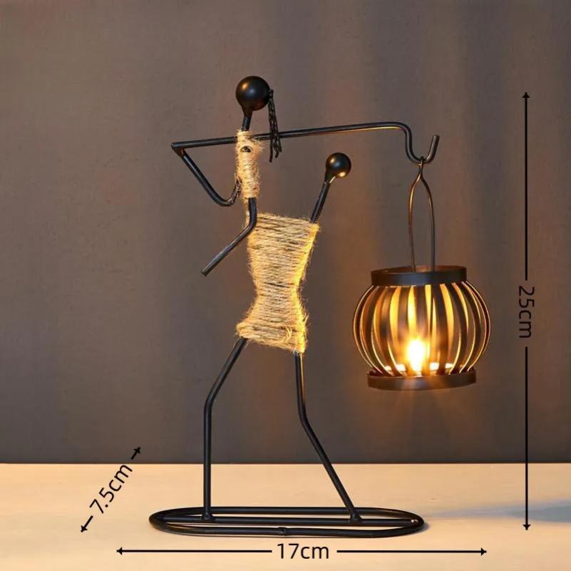 Nordic Metal Candle Holder Abstract Character Handmade Vintage Candlestick for Wedding Home Coffee Shop Table Art Decoration New