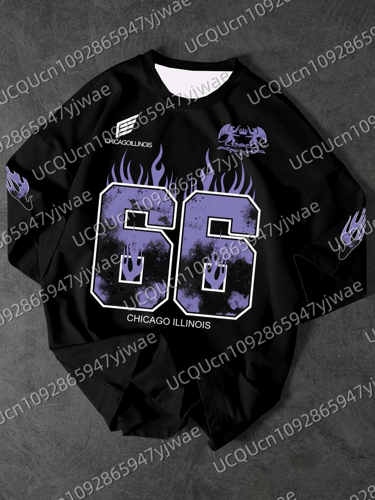 Men's Sports Jersey Chicago 66 Print Short Sleeve T-Shirt Summer Graphic Tee Baseball Jerseys Plus Size Women's Sport T-Shirt