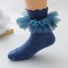 1Pair Of Girls Lace Lace Solid Color Thin Spring And Autumn Breathable Cotton Mid-tube Lovely Princess Socks