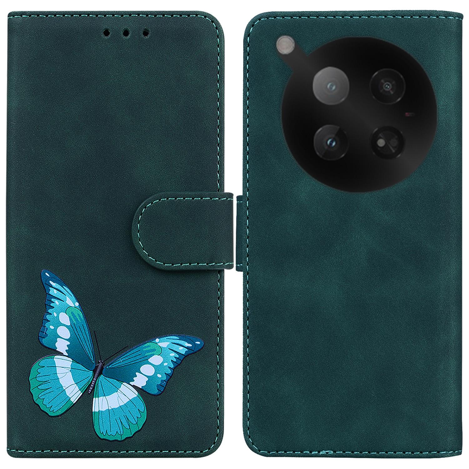 

For Infinix Zero 40 4G Stand Case PU Leather Phone Cover Butterfly Printed Green