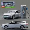 Simulation Diecast 1/35 Skoda Superb EV Car Model Sound and Light Children Boy Metal Toy Vehicle Gift Collection Miniature Voiture
