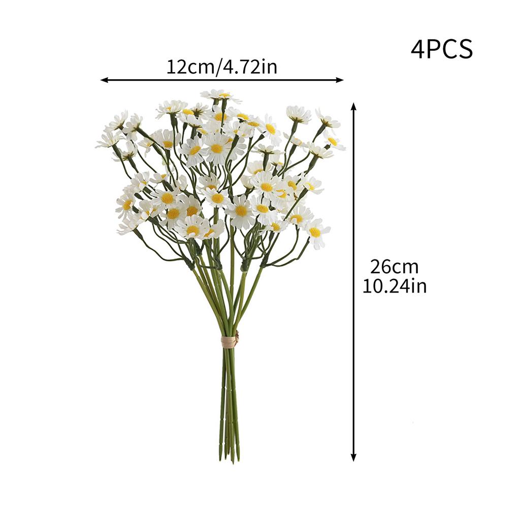 4 Pcs Artificial Flowers Artificial Daisy Flowers Outdoor Fake Wildflowers with Stems for Home Garden Decoration White