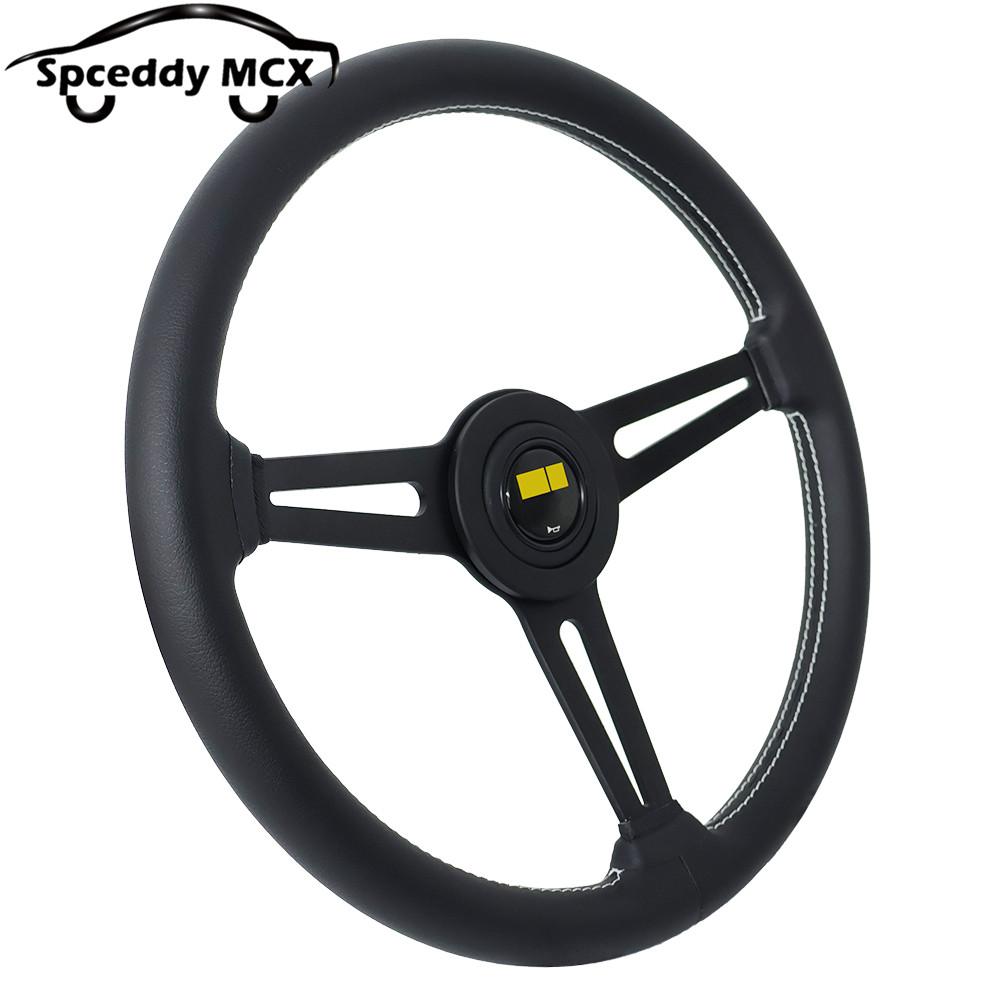 14.5inch 360mm Concave Steering Wheel Real Leather Universal Racing Sports Steering Wheel Car Modified
