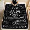 1pc Super Soft Flannel Gift Blanket for Mom Best Mum Ever Design with Heartfelt Messages Geometric Patterns Custom blankets