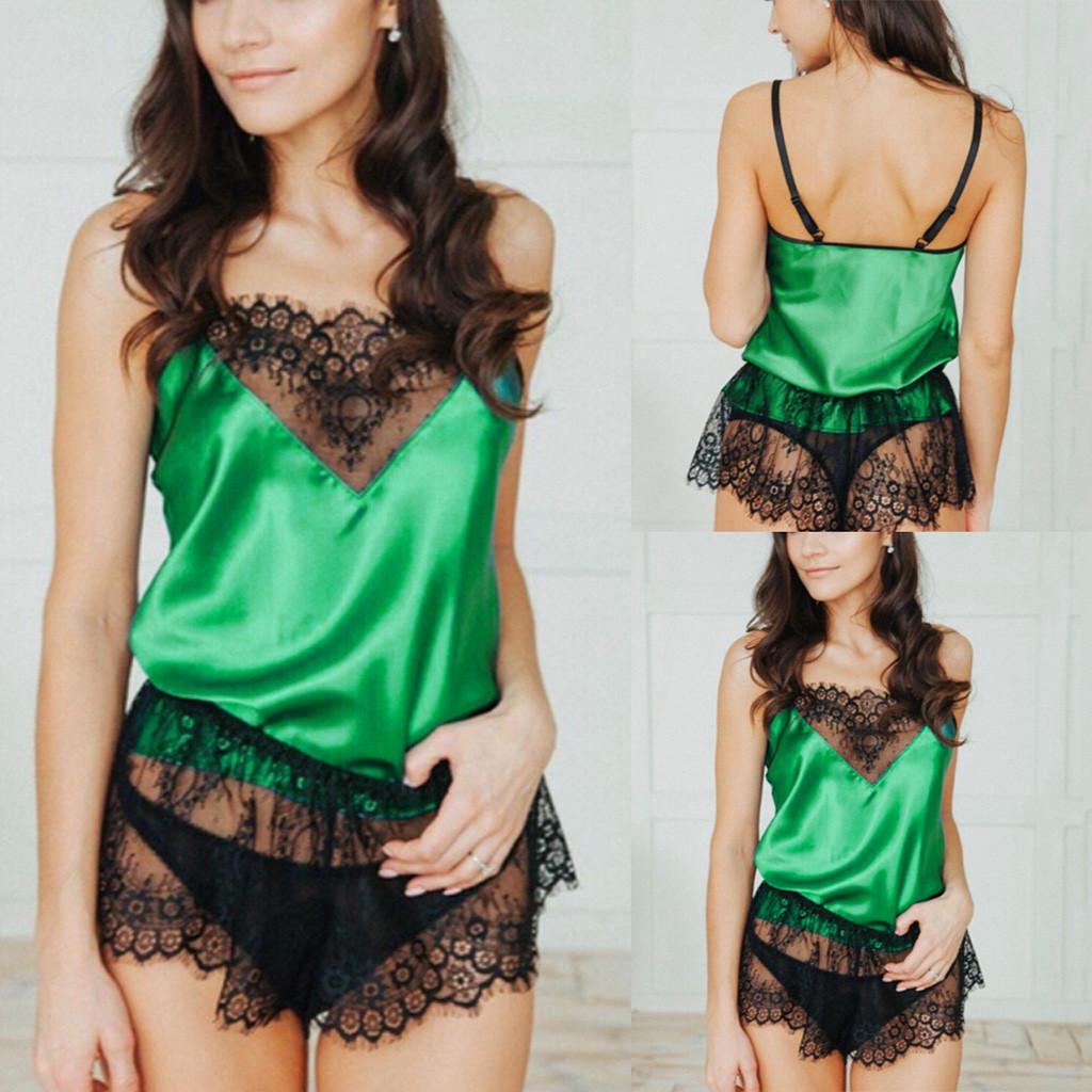 Women Satin Lace Babydoll Lingerie Nightwear Dress with G-String Panty Pack of 1