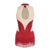 Pailletten Fransen Body für Damen Neckholder Jazz Latin Tanz Samba Chacha Quaste Leotard Akrobat Kostüm