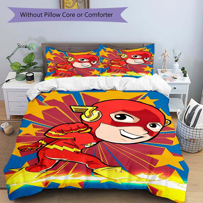 3pcs Superhero Cover Set, Bedding Set, Soft Comfortable Duvet Cover, For Bedroom, Guest Room (1*Duvet Cover + 2*Pillowcases, Without Core) Y