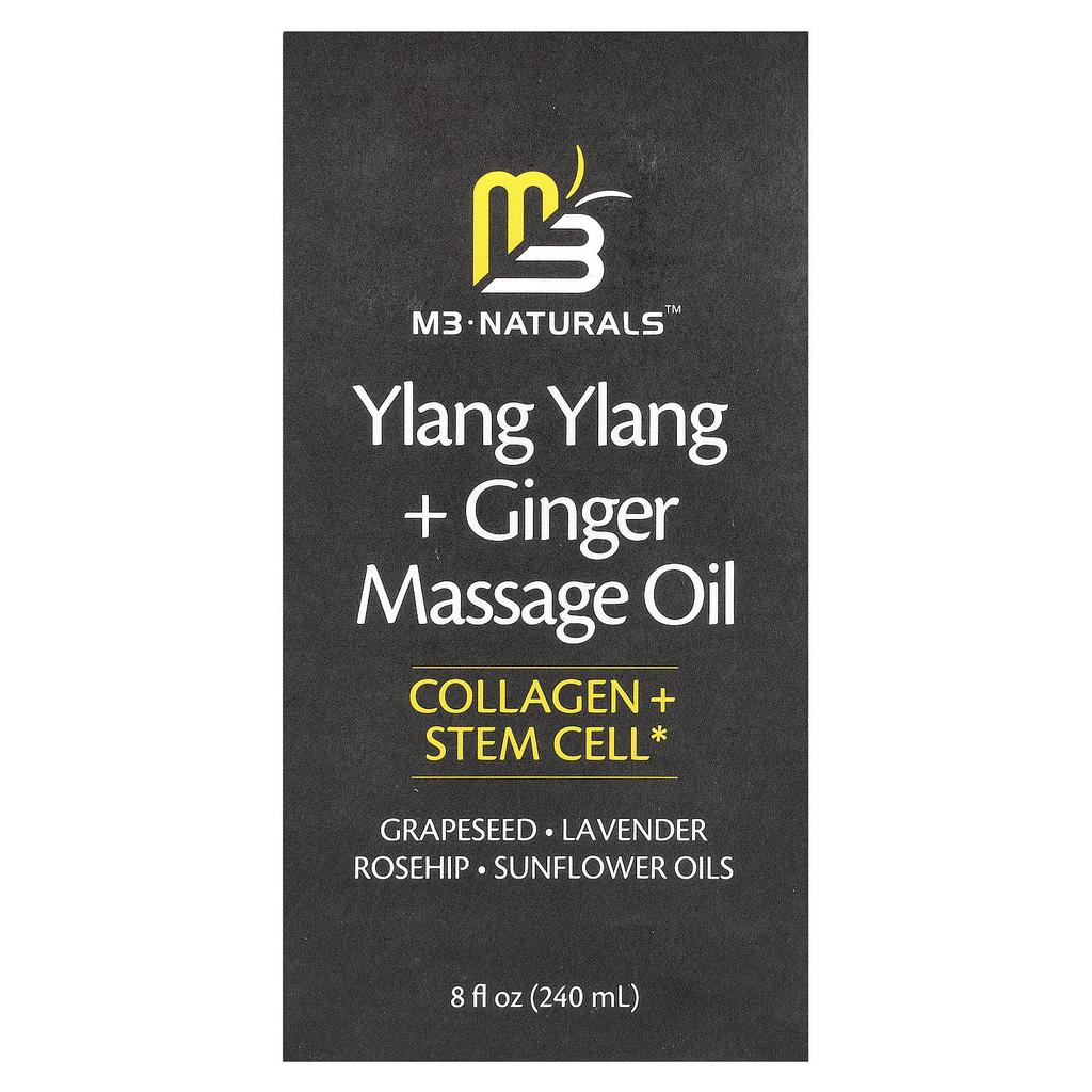 M3 Naturals, Ylang Ylang + Ginger Massage Oil, 240Ml (8Fl Oz)