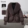 Women's 90% Duck Down Short Jacket with Faux Fur Collar
