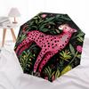 1 PC Automatic Folding Umbrella - Pink Leopard Pattern, Portable & Foldable Design with 8 Ribs, Christmas Birthday Gifts
