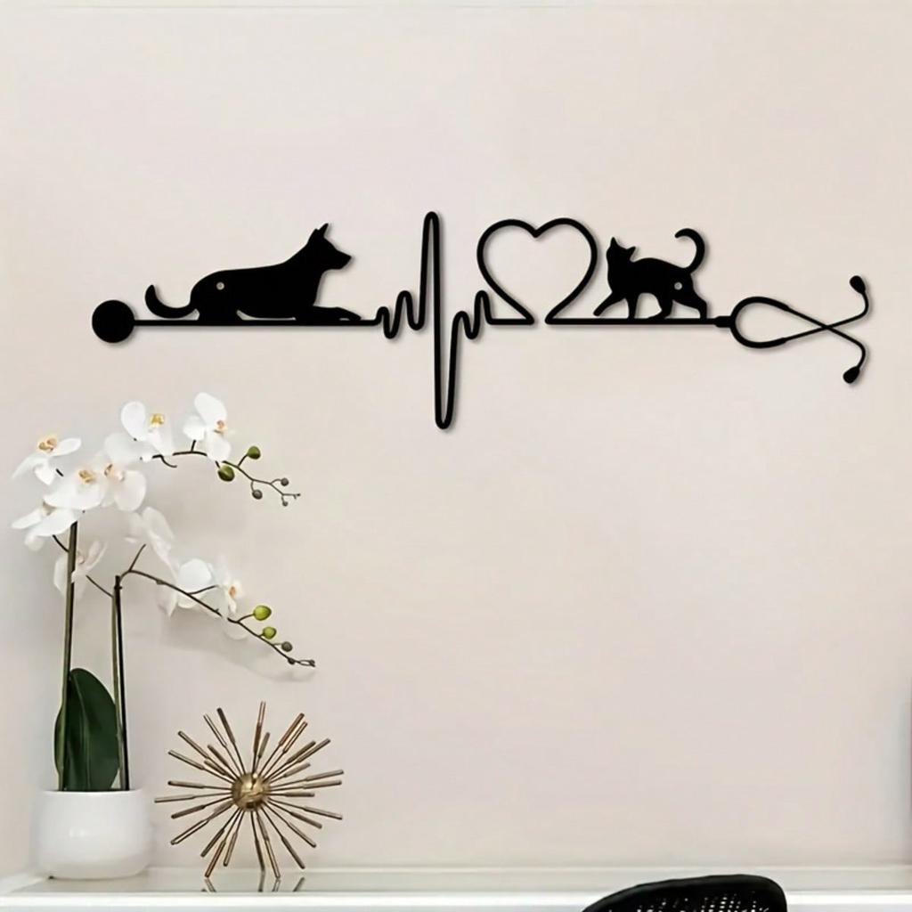 Vet Inspired Heartbeat Metal Wall Art for Pet Lovers Home Garden Decor