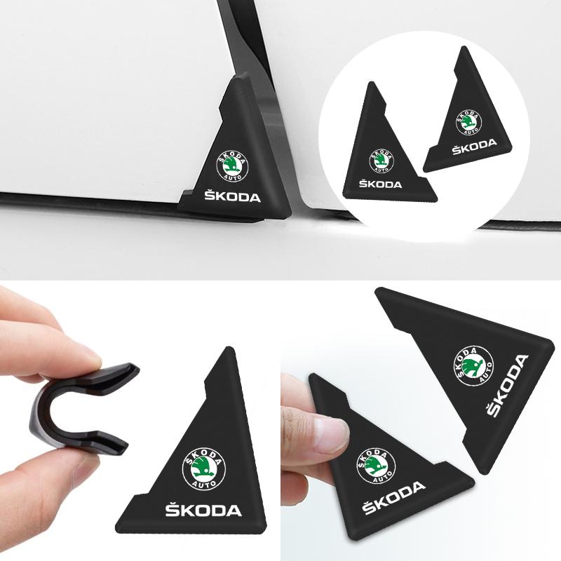 2Pcs Car Logo Door Anti-Scratch Protect Paste For Skoda Octavia A5 Superb Febia Roomster 2005-2008 Rapid Roomster Kodiaq Yeti knzh54