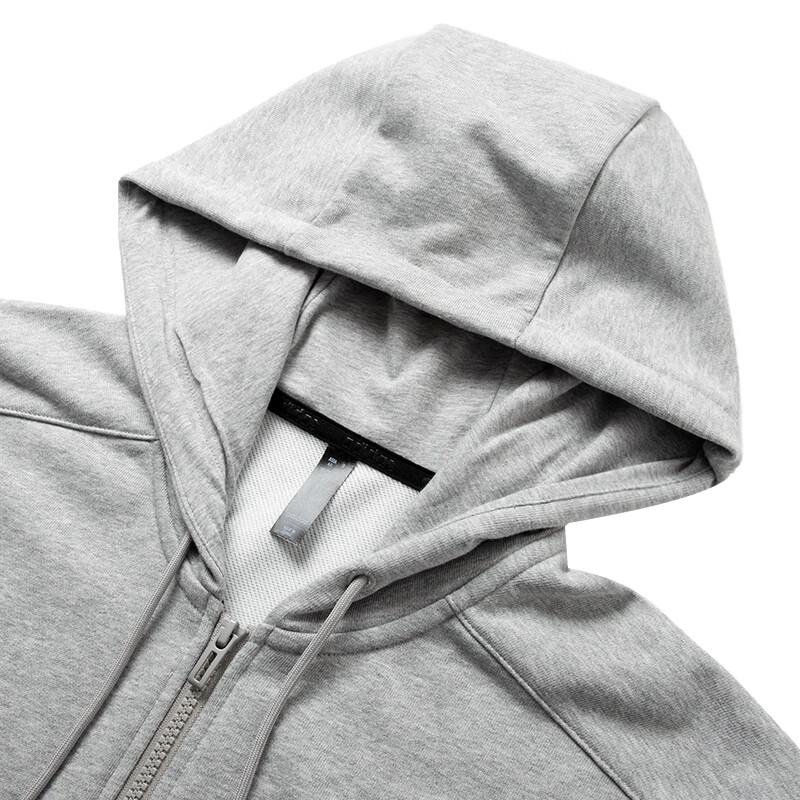 Adidas Solid Color Hooded Zip-Up Casual Long Sleeve Sweatshirt Men Sweatshirt Gray JF3323