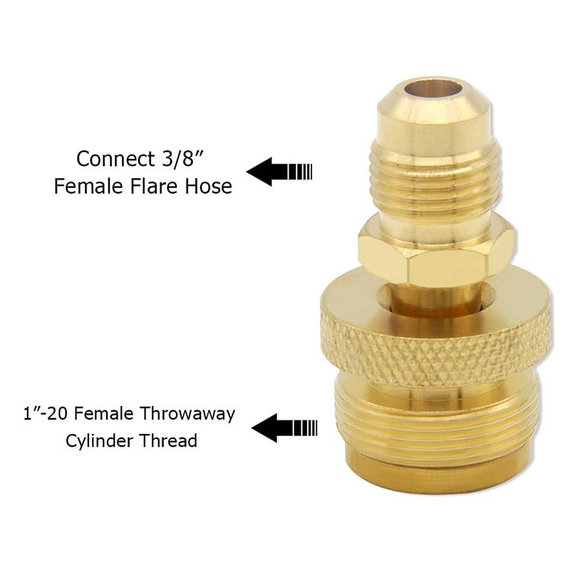 1Lb Propane Tank Cansiter Regulator Portable Camping Grill Stove Brass Adapter Connection Convert To 3/8 Male Flare 5/8"-18Unf