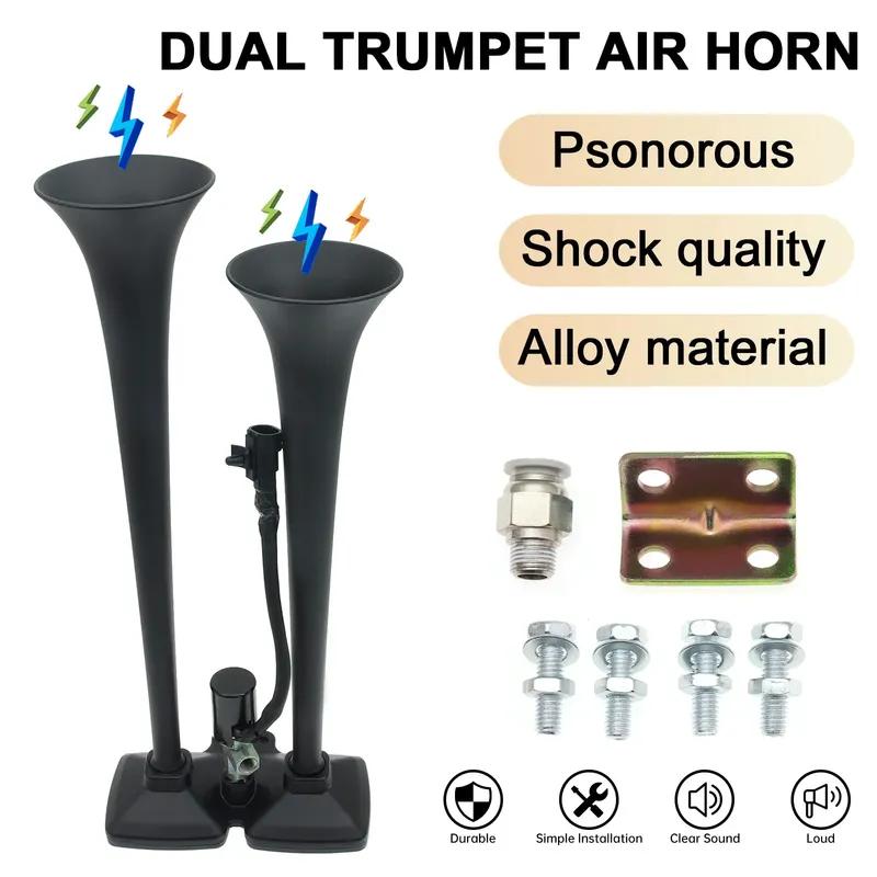24V Car Dual Trumpet Air Horn Loud Electric Horn Solenoid Valve Loud Speaker Siren For Car Boat truck Trailer Auto Parts
