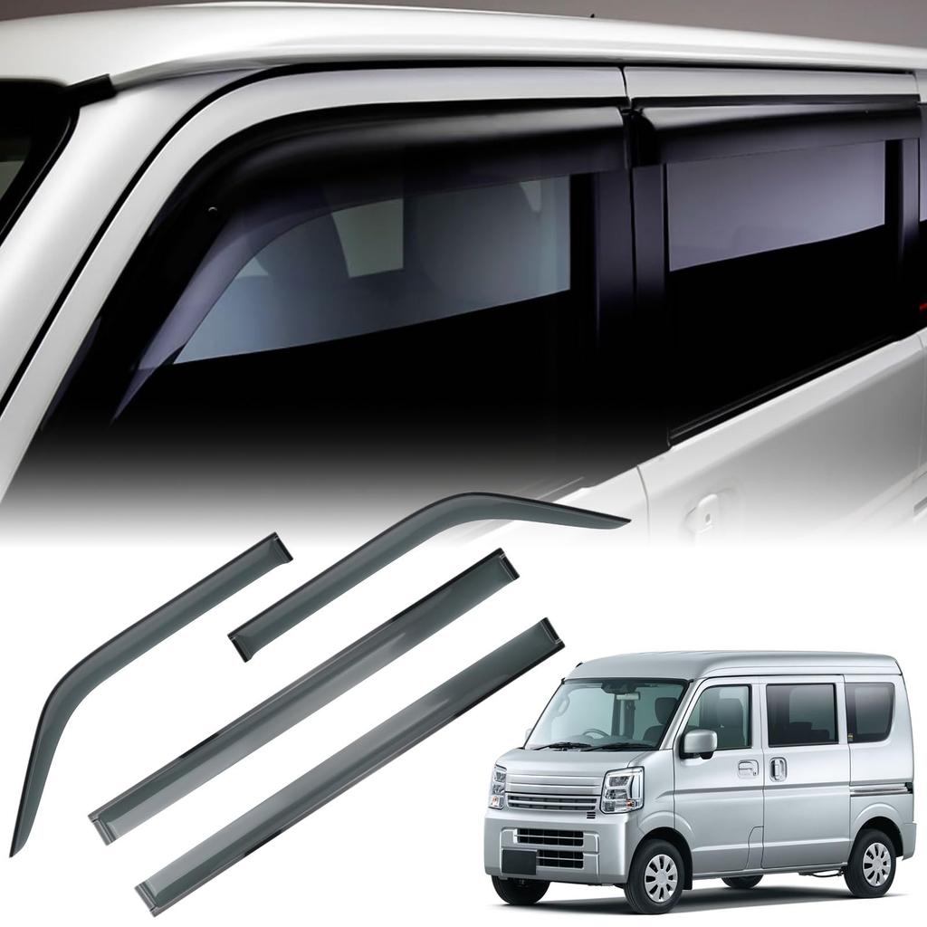 Syncnika Suzuki Every DA17V DA17W Dedicated Door Visor Ventilated Side Easy Installation 4-Piece Set Rainproof, Sunshade, Visors,