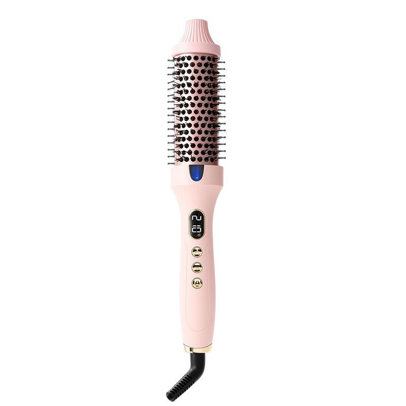 Multi-functional 3-in-1 Hot Air Brush: Curling Iron, Straightener & Negative Ion Roller Brush for Bangs. US Plug