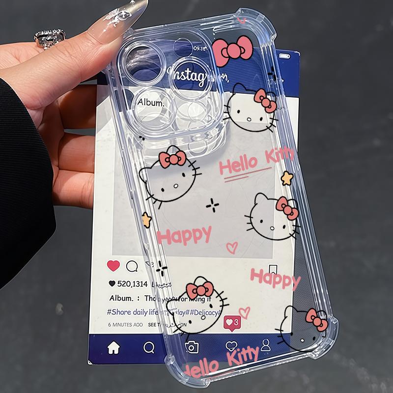 Transparent Hello Kitty Phone Case For Samsung Galaxy S26 Ultra 5G S25 FE Edge S24 S23 S22 Ultra Plus A57 5G Shockproof Cover