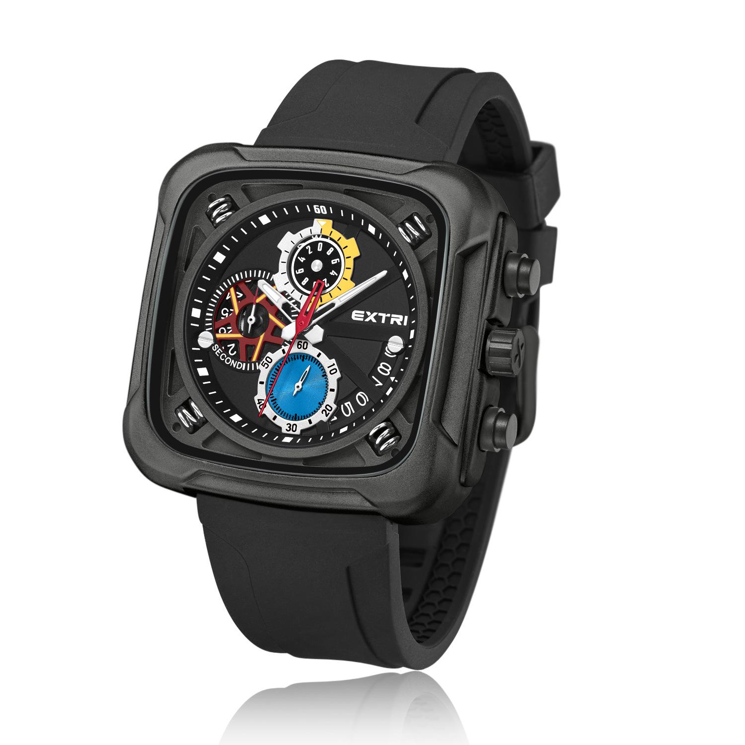

Extri Men S Silicone Strap Watch Fashion Waterproof Luminous Calendar Quartz Watch