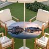 Outdoor Round Table Cover With Nature Print Waterproof Elastic Hem Patio Garden Deck