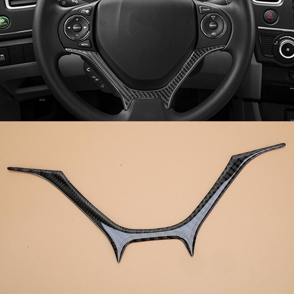 Carbon Fiber Black Car Steering Wheel Panel Cover Trim Decoration Fit For Honda Civic Coupe 2013 2014 2015 Left Hand