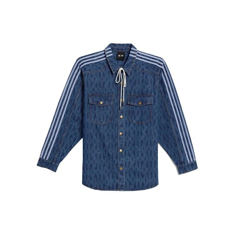 adidas originals x IVY PARK Crossover Stripe Solid Color Denim Blue Shirt Unisex H61704 XS
