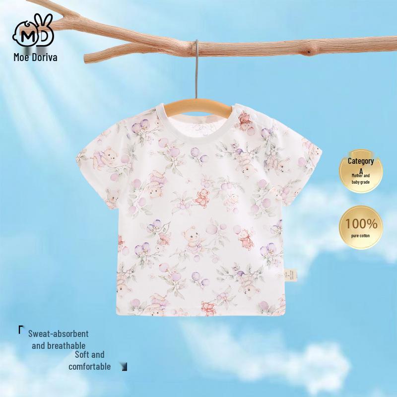 Summer Kids’ Short Sleeve Cotton T-Shirt: Breathable, Sweat-wicking, Skin-friendly