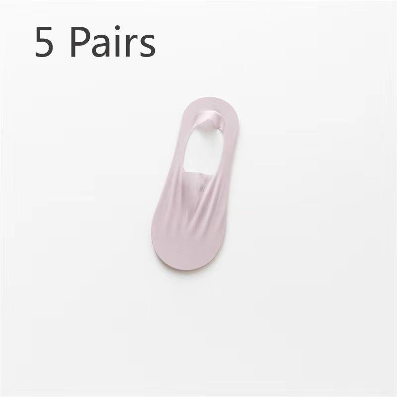 5 Pairs of Women's Summer Ultra Thin Style Ice Silk Shallow Mouth Invisible Socks