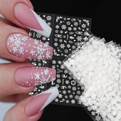 30 sztuk Xmas White Snowflake Nail Art Naklejki 3D Samoprzylepne Naklejki na Paznokcie Świąteczne DIY Akcesoria Do Paznokci Suwaki Do Paznokci Dla Dzieci