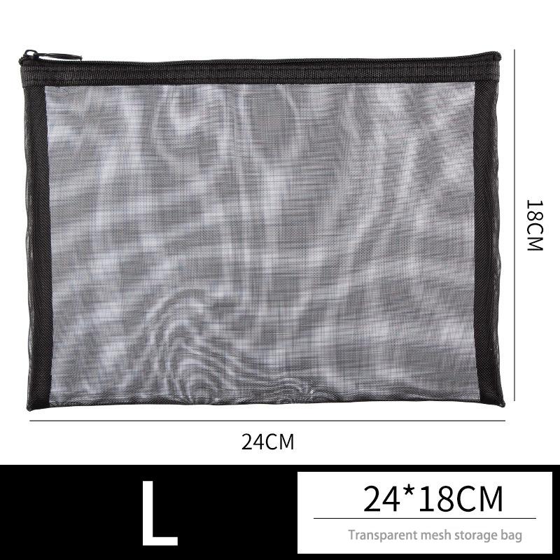 

1 шт. дорожная серая черная сетчатая косметичка на молнии косметичка женская туалетная сумка органайзер для косметики портативный чехол для хранения L чёрный