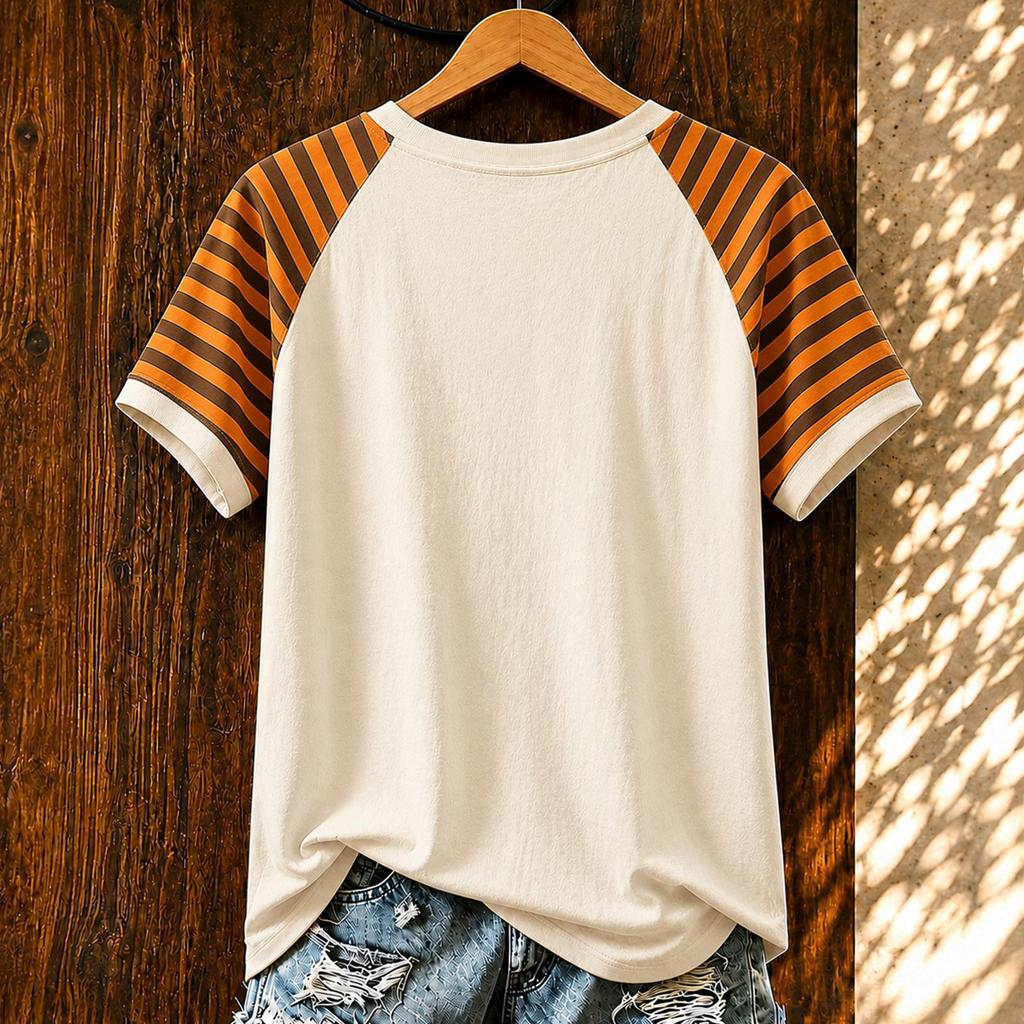 Women's Casual Halloween Striped Print Short Sleeve T-Shirt