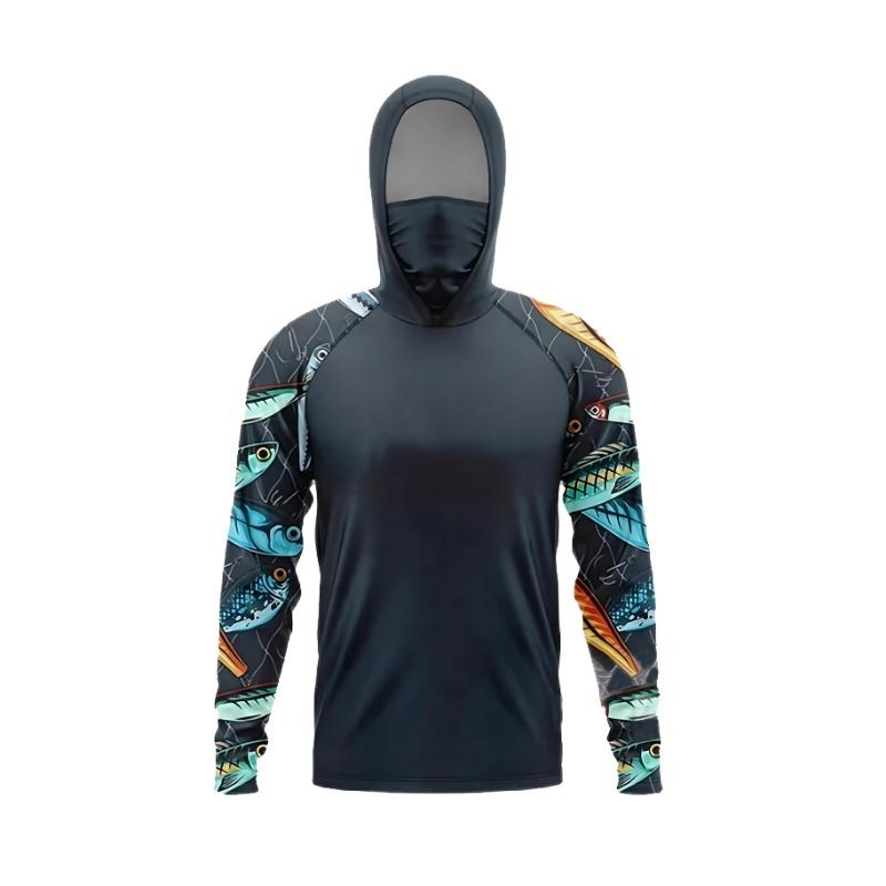 Fishing hooded sweatshirt swimming sun protection UV-blocking mask fish-shaped top equipment set hat-wearing fishing attire