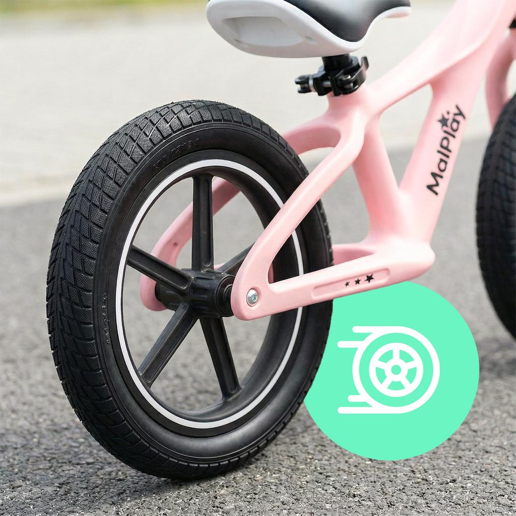 Malplay Nylu Pink 12" Kids Balance Bike with PU Wheels