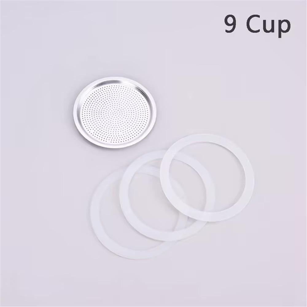 1 Set Silicone Coffee Rubber Ring Aluminum Filter Replaceable Seal Filter Screen Special Coffee Bottle Gaskets
