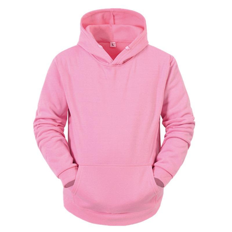 Men S Fleece Solid Color Hooded Pullover Sweatshirt Casual European Size